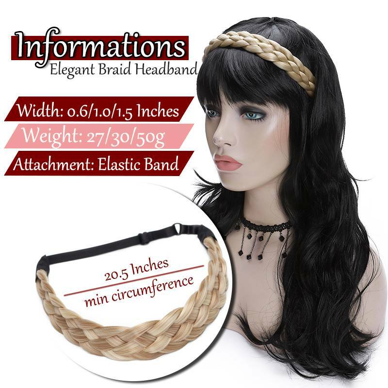 Women Hair Braided Plaited Headband Plait Hairband Hairwear as Human Synthetic
