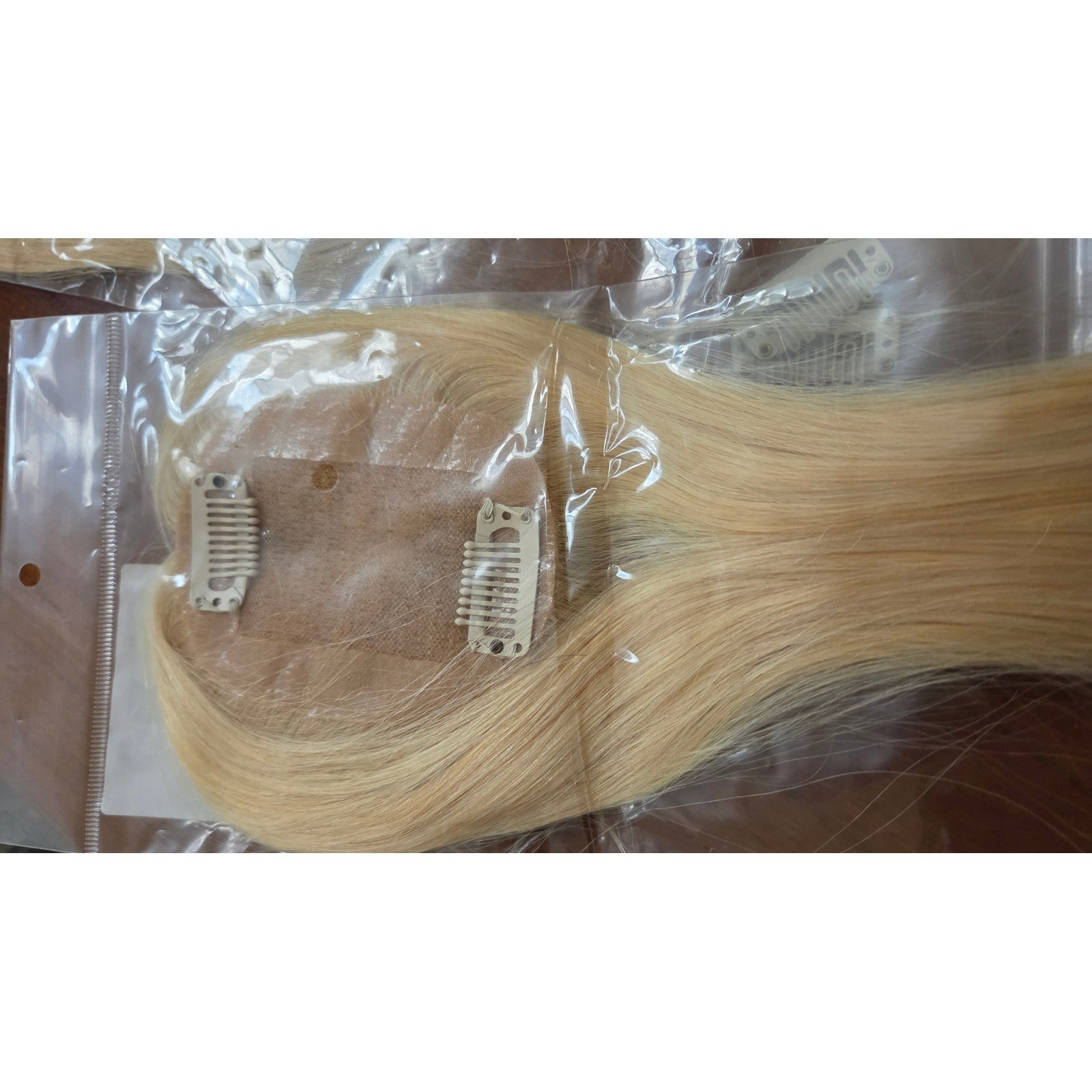 Rosebud Blonde Clip-In Hair Topper Straight Lace Base Hairpiece A01-GD-12-613