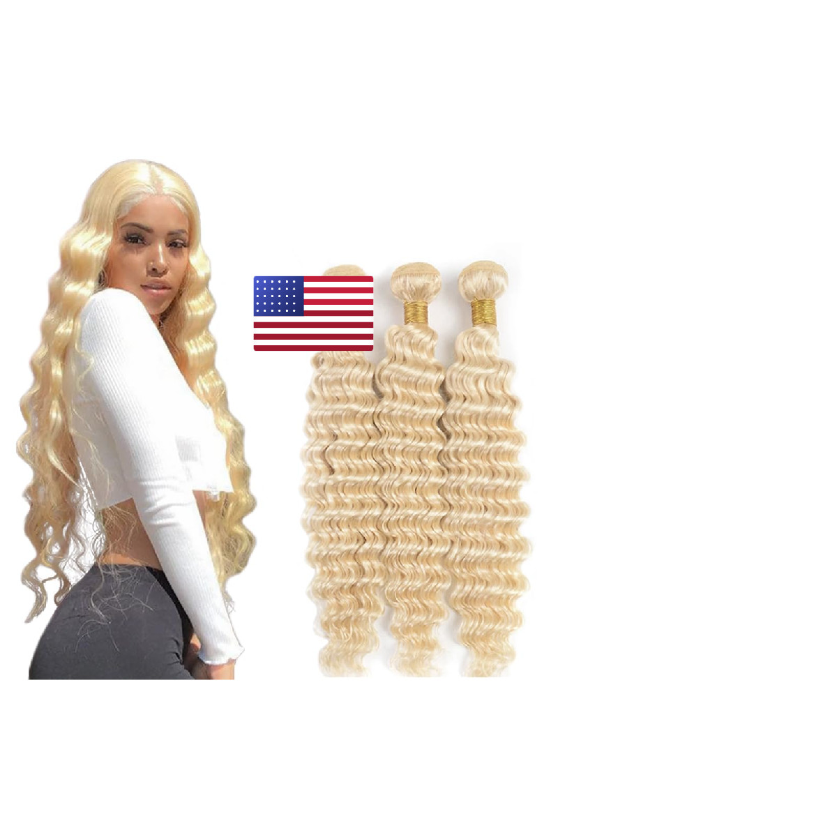 Younghann 613 Bundles Human Hair Blonde Deep Wave Bundles Human Hair