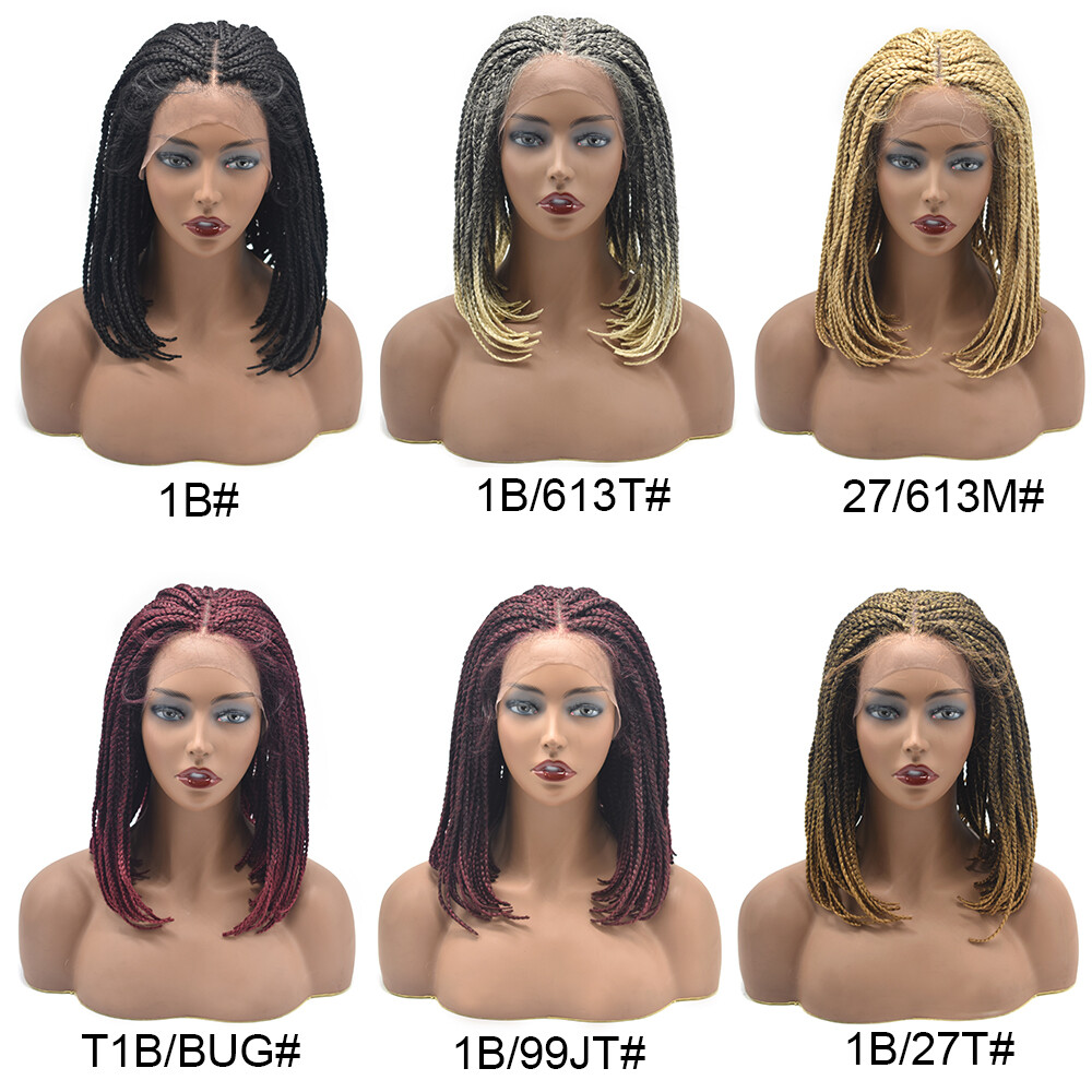 Lace Front Box Braided Cornrow Wig with Baby Hair for Black Women 16″ Braids Wig