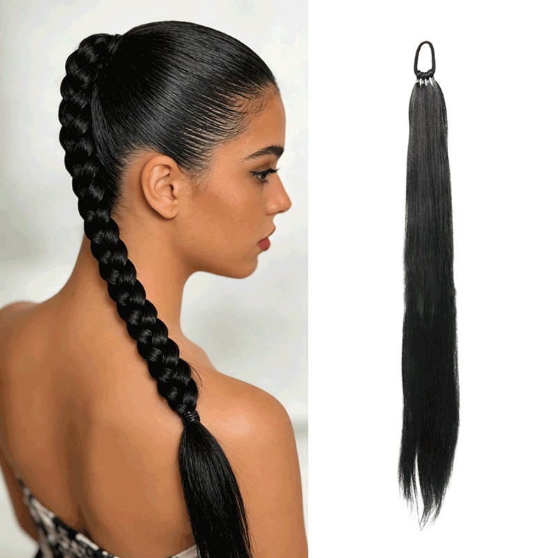 Long Straight Ponytail Extension For Women Elastic Band Synthetic Hairpiece