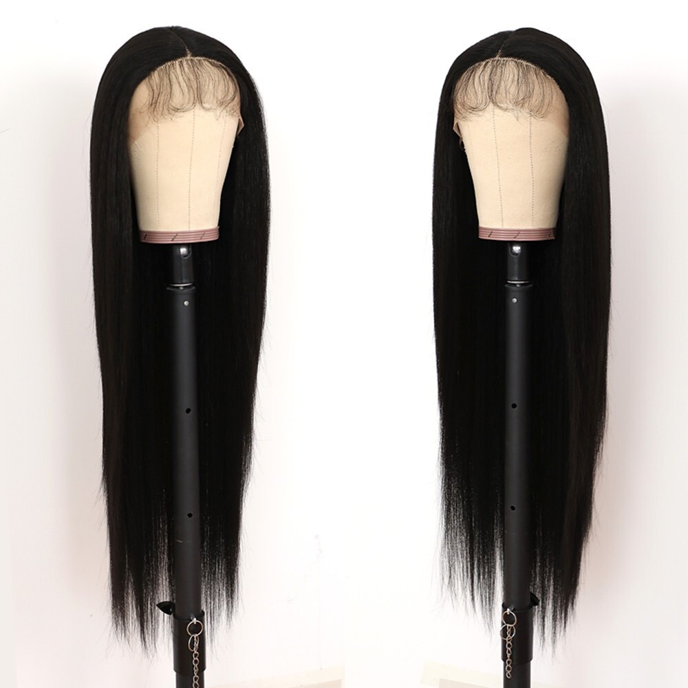 30″ Natural Synthetic Lace Front Wigs Black Long Straight Hair Heat Resistant US