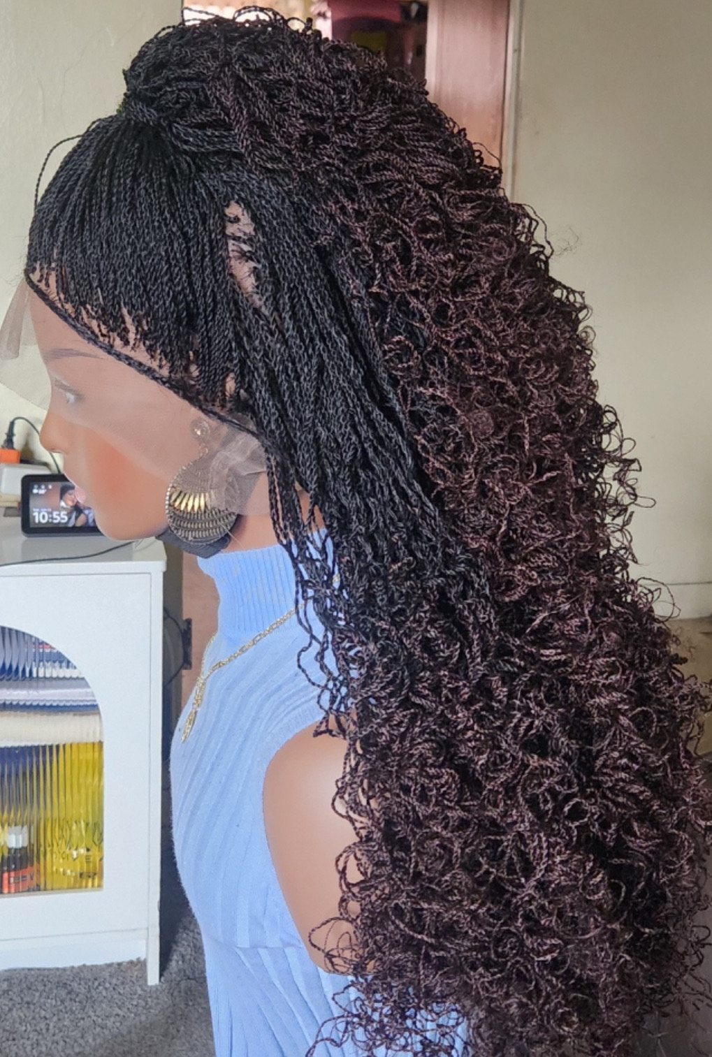 Handmade braided long Senegalese twist curly wig 1B/Dark Brown
