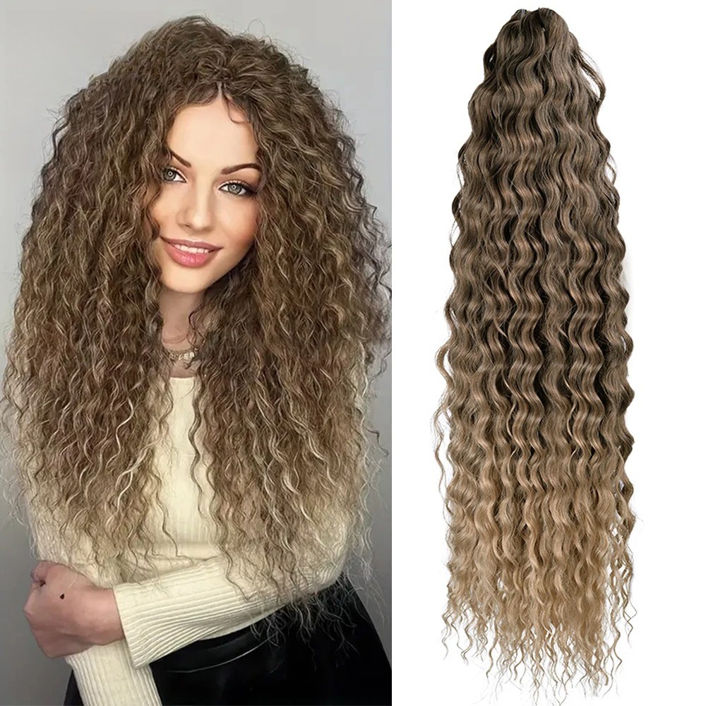 22Inch Ombre Blonde Ariel Curl Water Wave Synthetic Braiding Hair Extensions