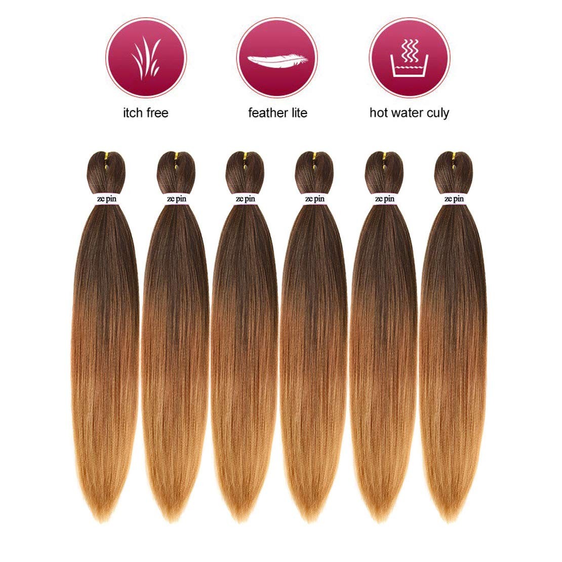 Pre Stretched Braiding Hair 22 Inch 6 Packs Professional Soft Yaki braiding H…