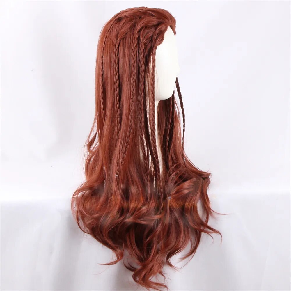 Movie Little Mermaid Ariel Cosplay Wig Women Curly Brown Red Wigs with Braids