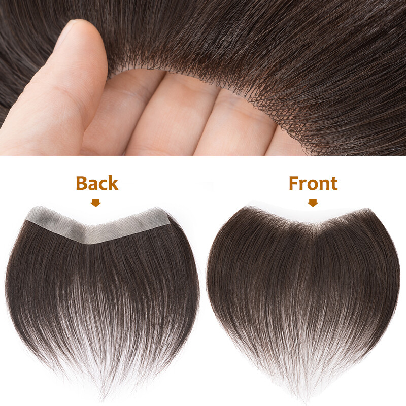 Mens Hairline Toupee Men Frontal Hairpiece V-Shape PU Thin Skin Remy Human Hair