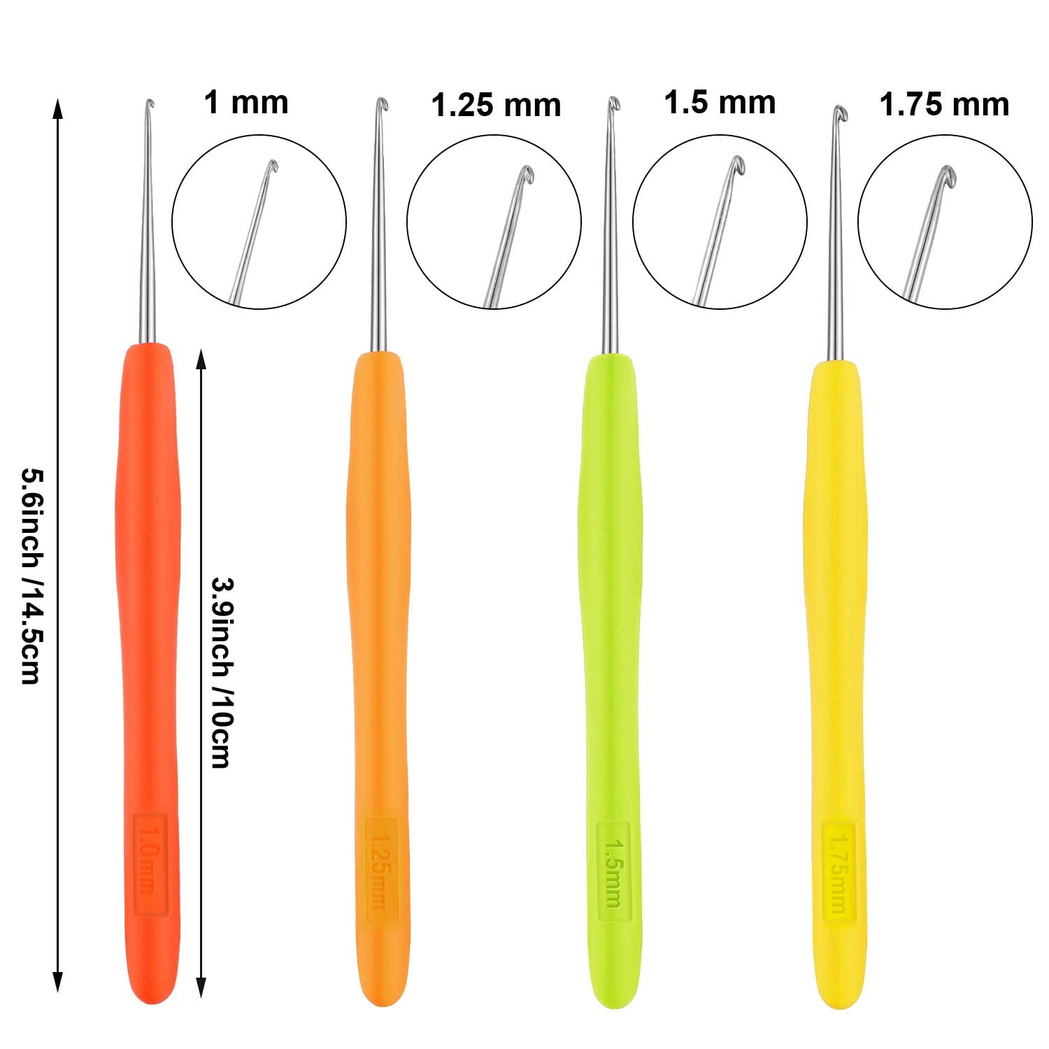 WILLBOND 4 Pieces Hair 1,1.25,1.5,1.75 millimeters, Yellow,Orange,Pink