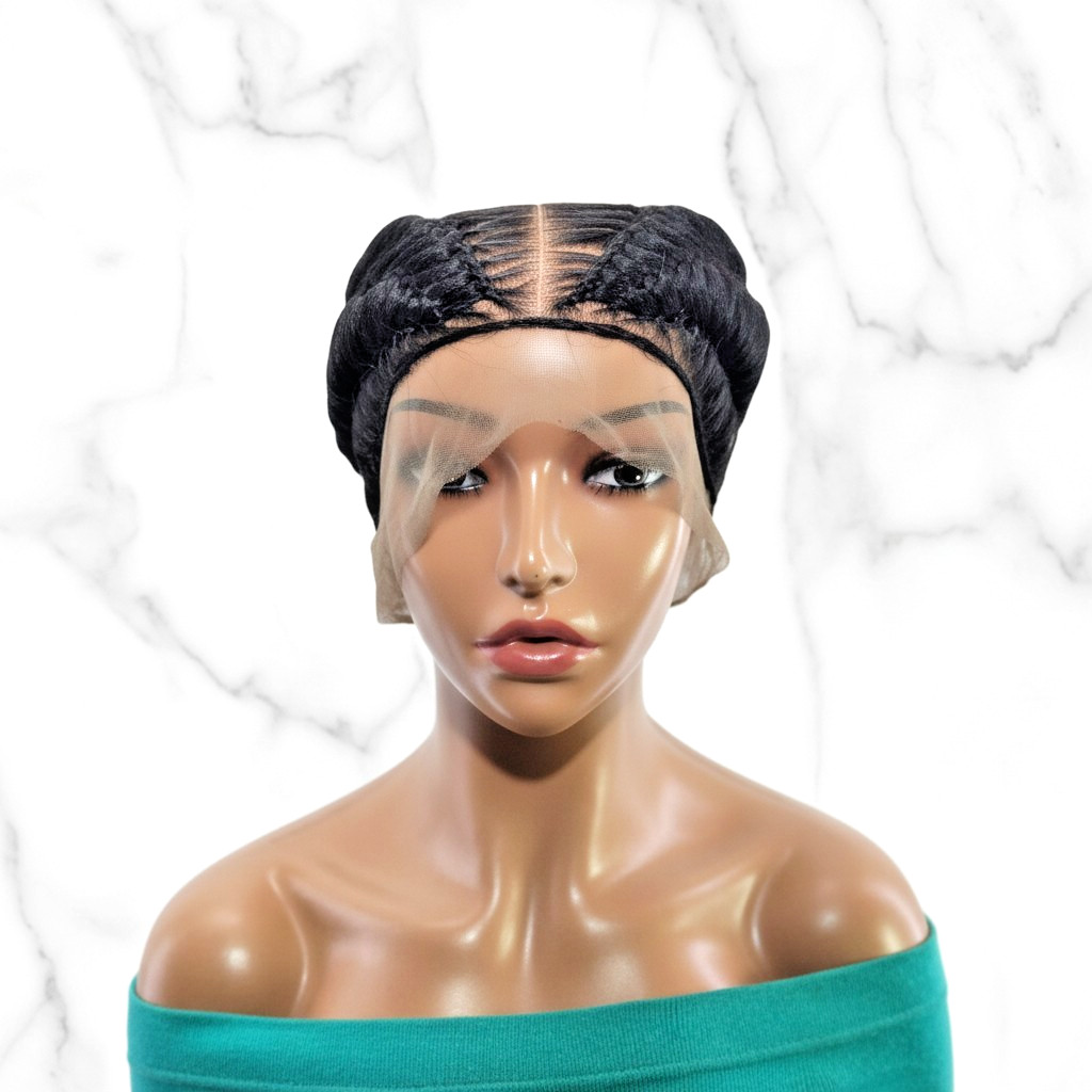 Braided Wig: Double Dutch Braids Braided Bun. Full Lace Cap, Baby Hair