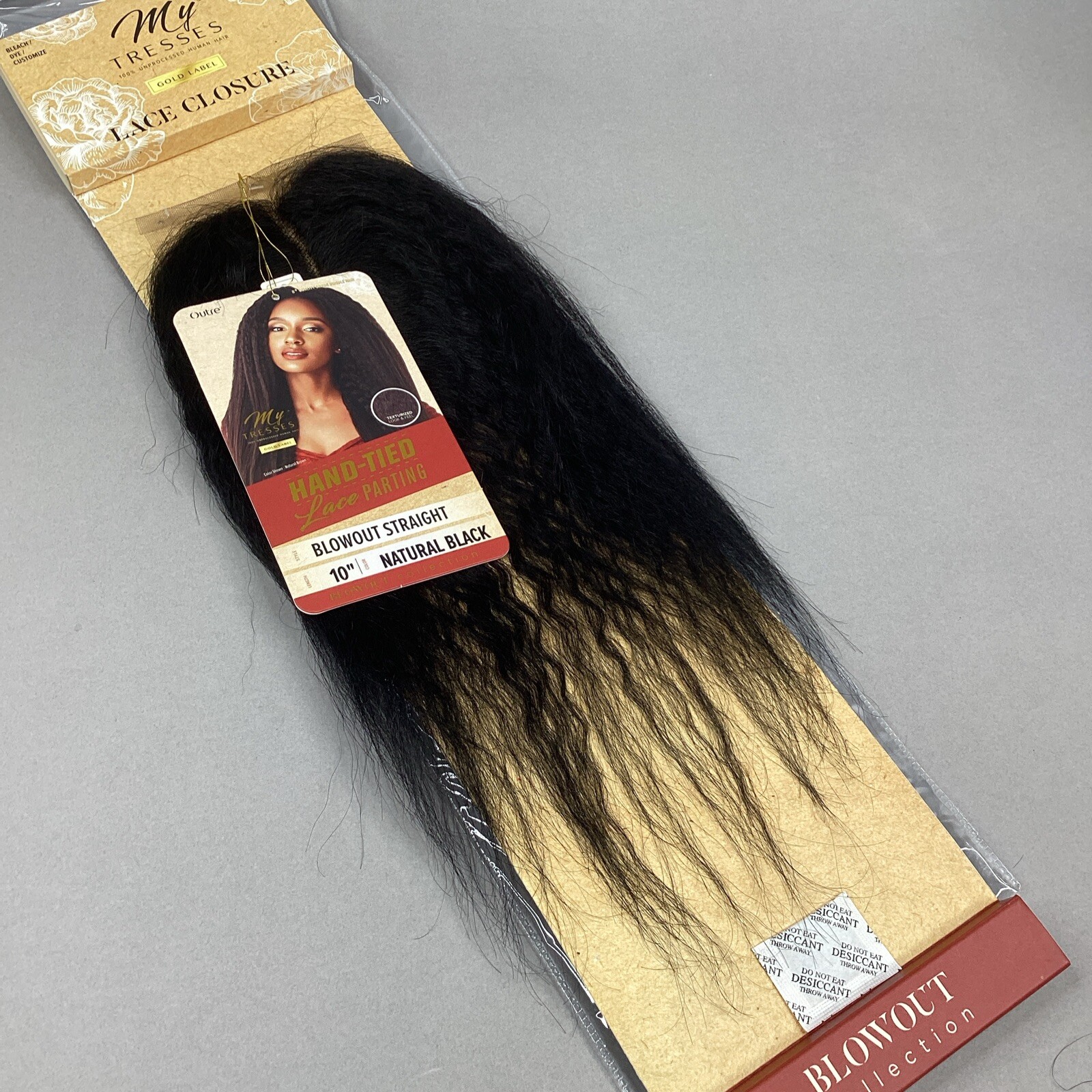 10” Blowout Straight Natural Black Lace Parting Closure Unprocessed 100% Human