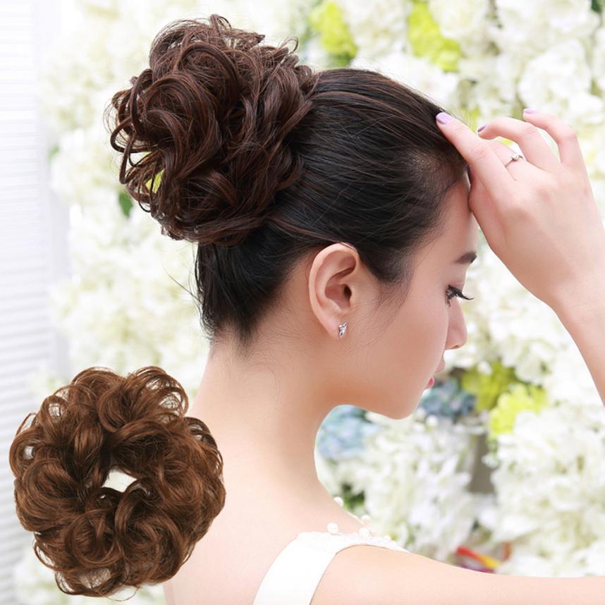 Natural Curly Hair Extension Hairpiece Bun Updo Scrunchie Pony Tail As Human US