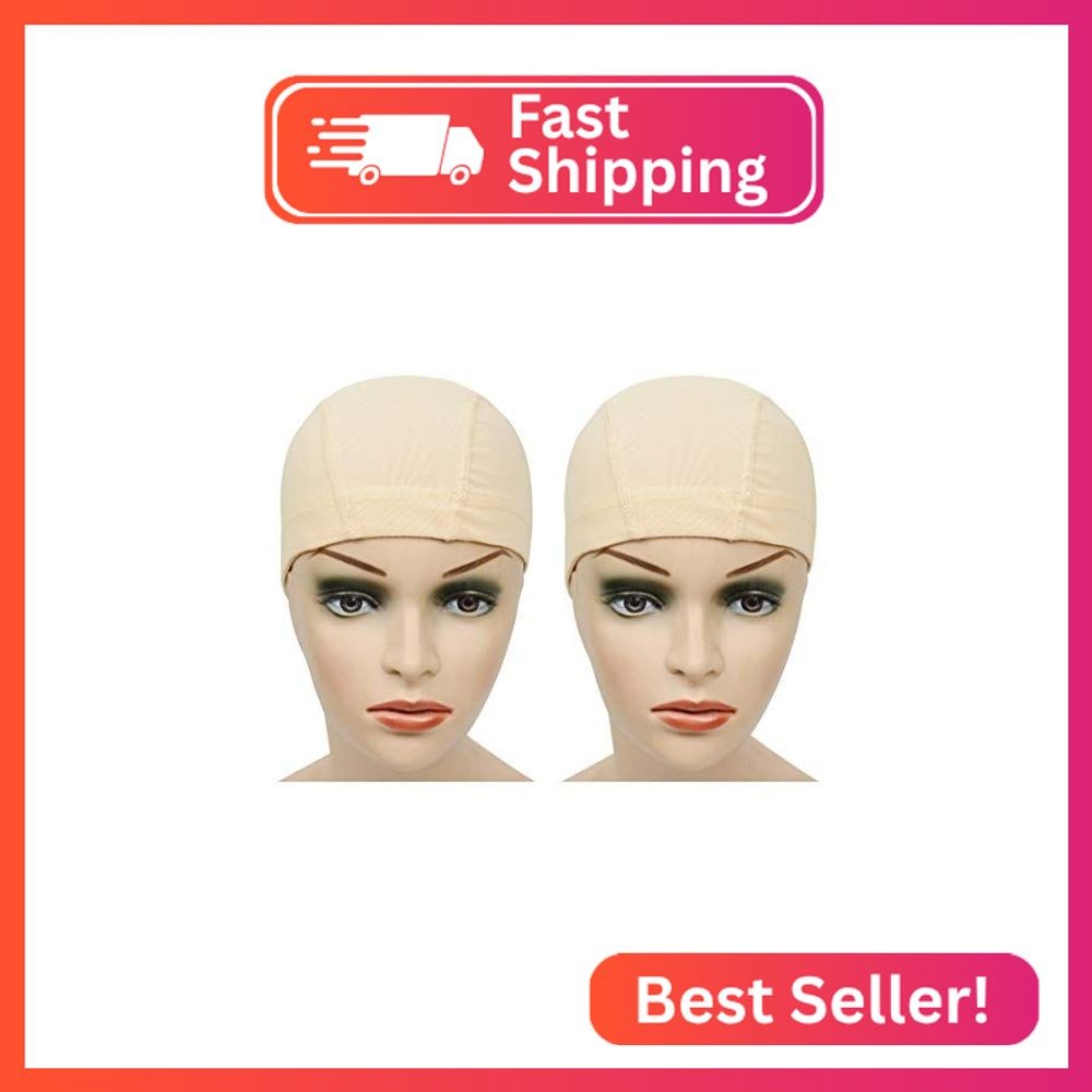 YANTAISIYU 2 Pcs/Lot Mesh Wig Caps with Wide Elastic Band Dome Cap for Wigs Maki