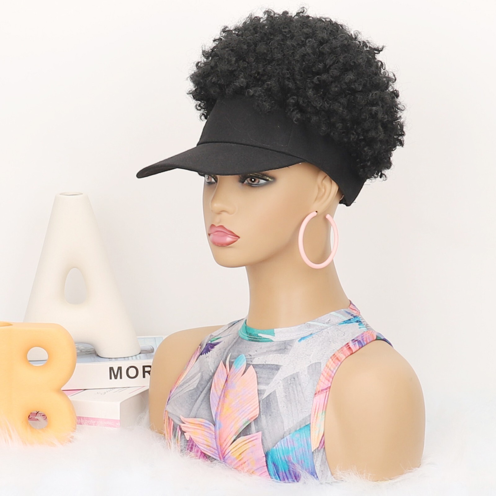 Afro Kinky Curly Hair Baseball Hat Cap Synthetic Afro Hair Wig Hat Party Cosplay