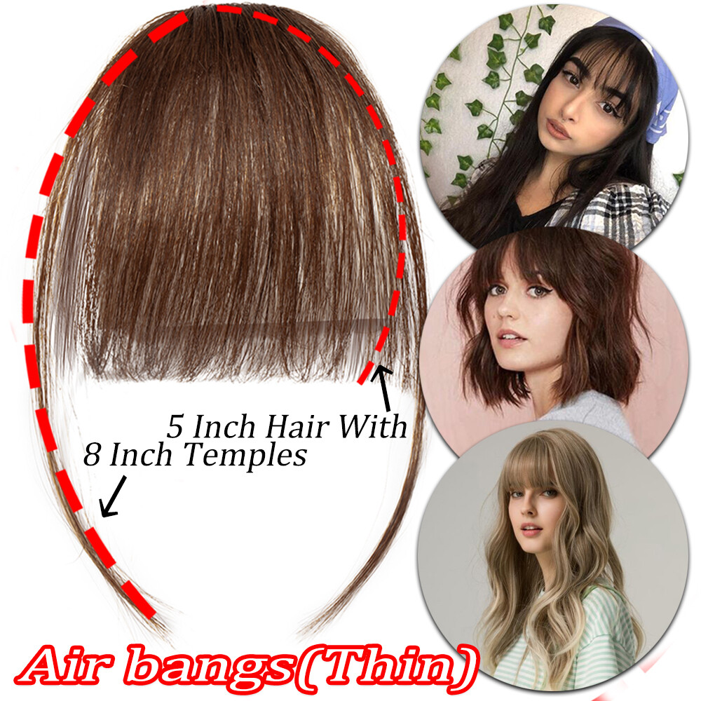 REMY Fringe Bangs Clip In 100% Human Hair Extensions Thin Wispy Front Hairpieces