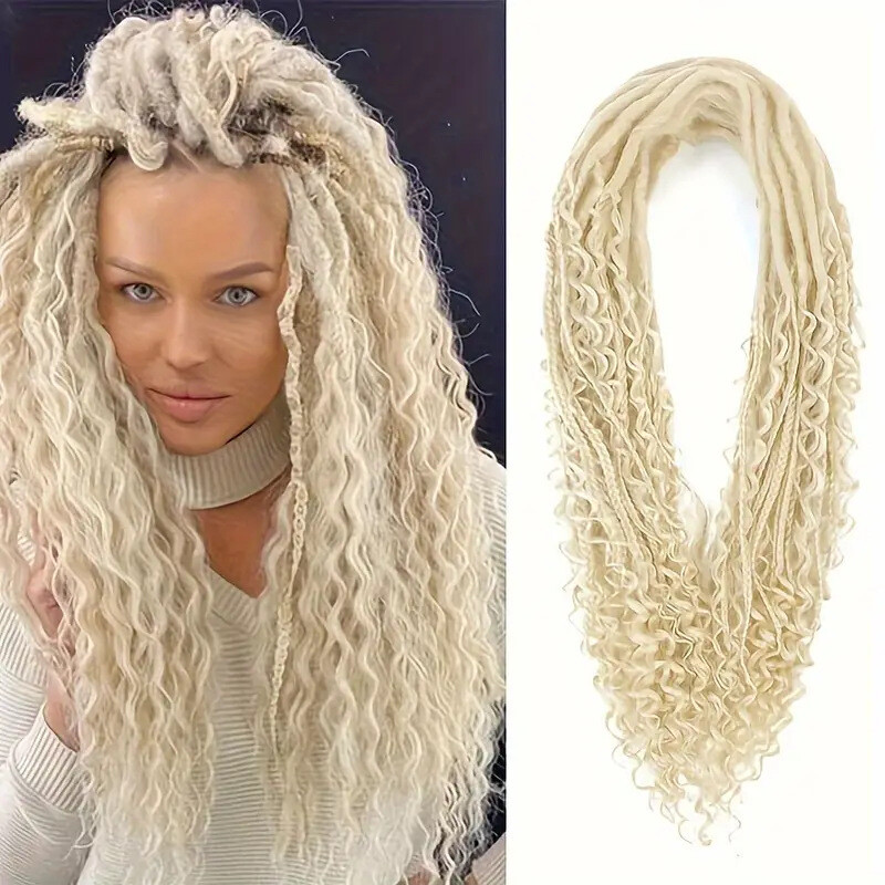 24inch Double Ended Dreadlocks Extensions 0.6cm Boho Curly Locs Synthetic Dreads