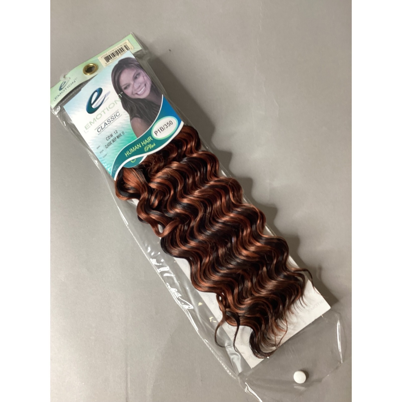 12″ Deep Wave Color #P1B350 Off Black with Highlights Blended Hair Extensions Tr