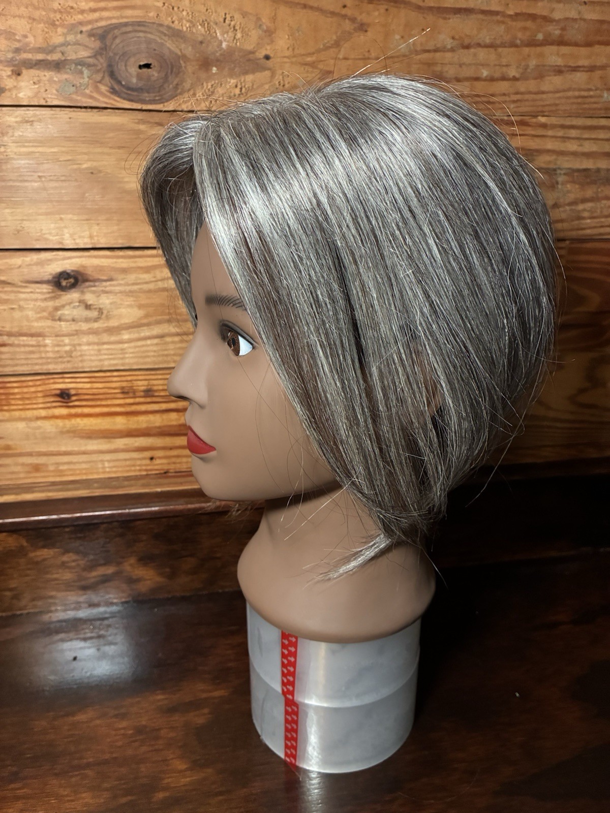 REECHO Straight Human Hair Topper 10” Swiss Base 45x35cm Light Grey