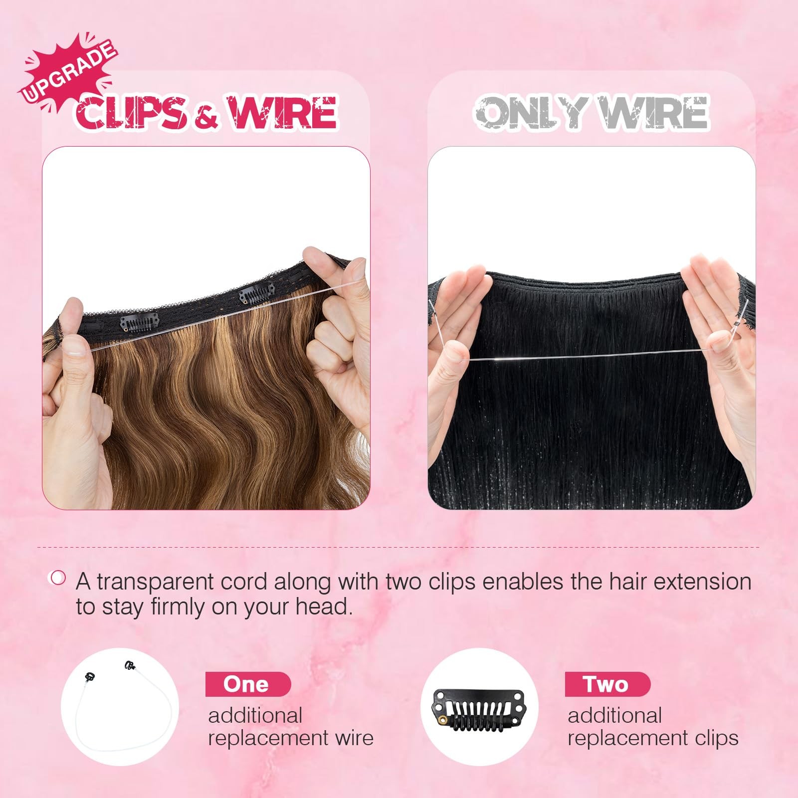 Halo Hair Extensions Real Human Hair My-Lady Adjustable Halo Extensions Real