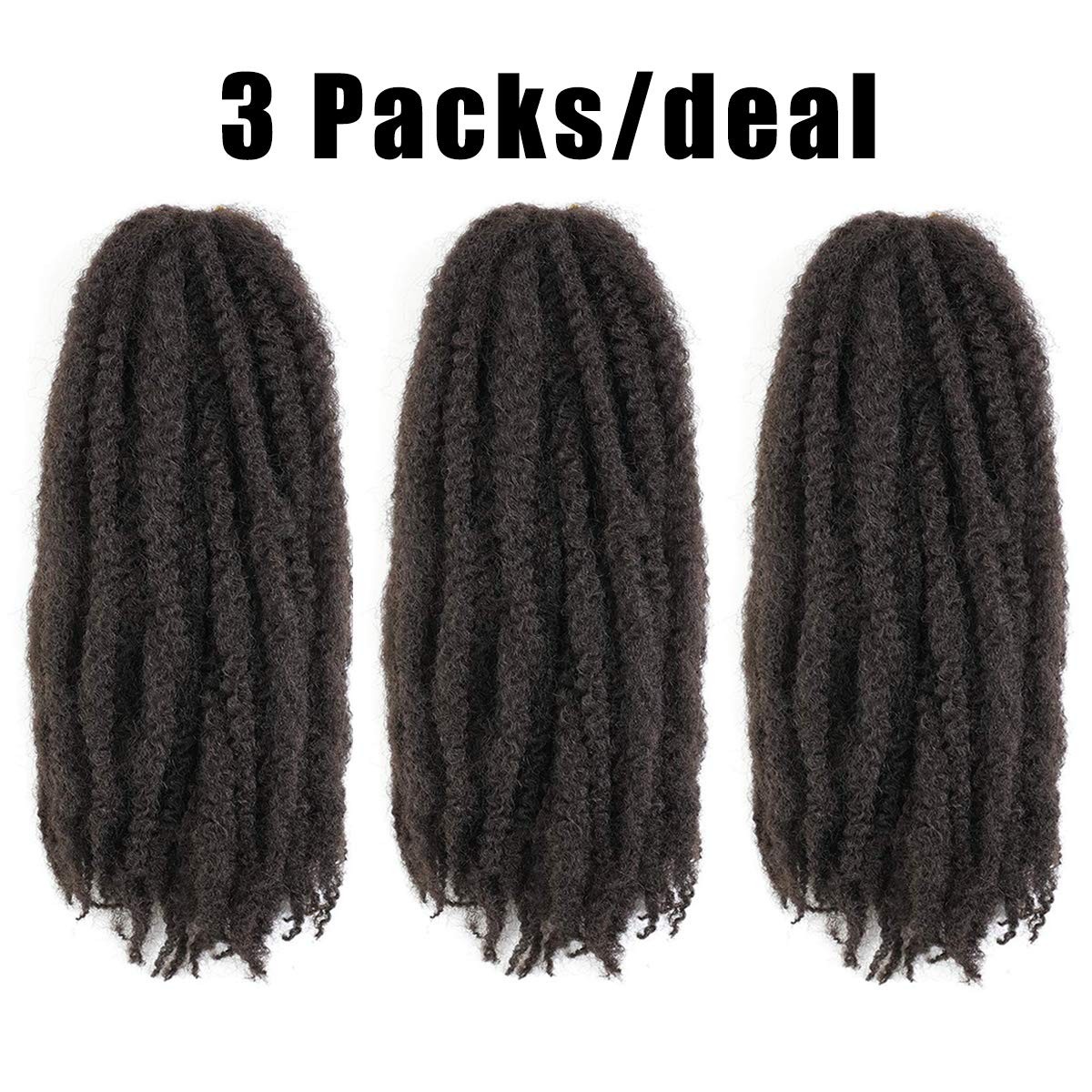 3 Packs Marley Twists Hair Long Twist Afro Kinky 18 Inch (Pack of 3) #4