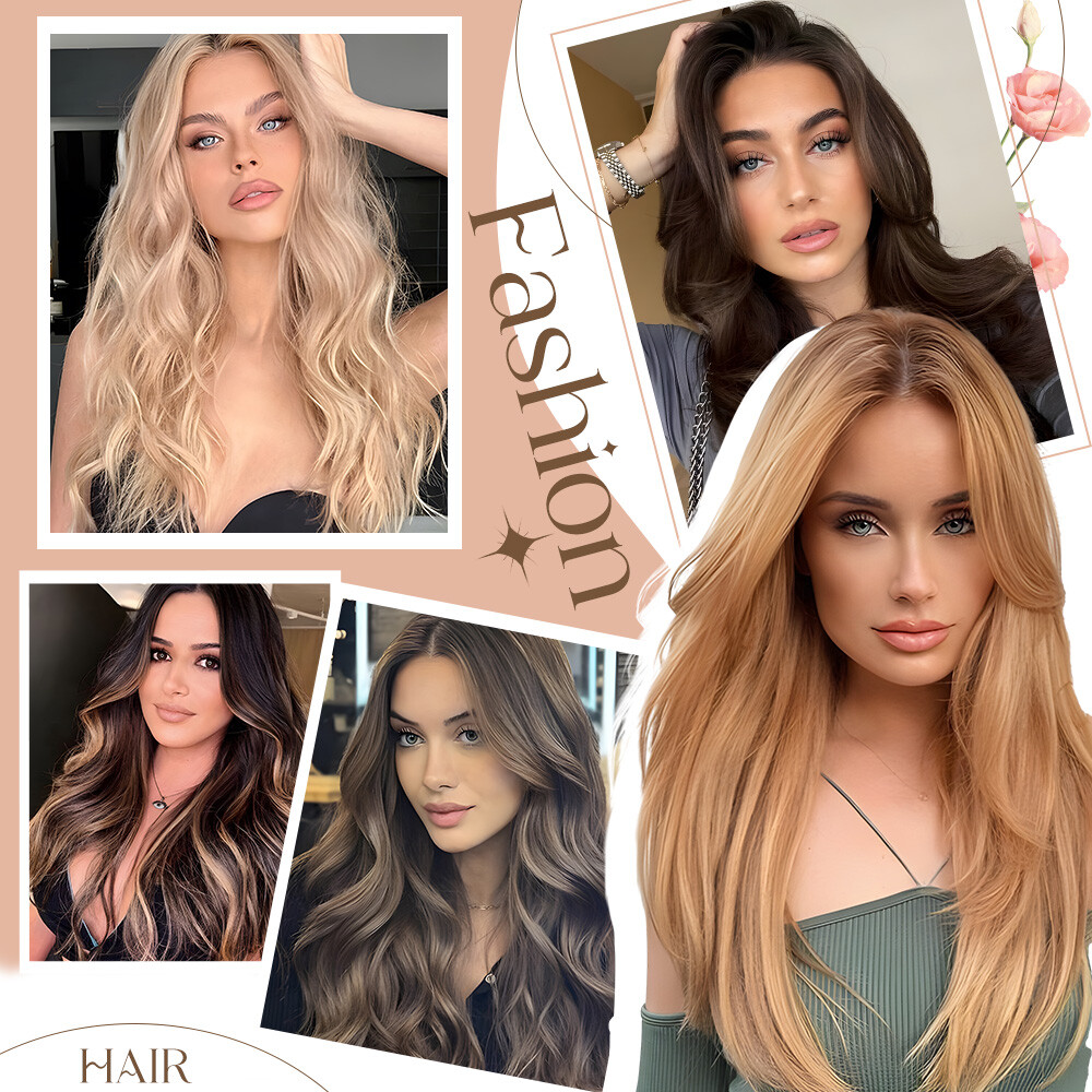 100% Natural Synthetic Hair Long Full Head Clip in on Hair Extensions Thick 145g