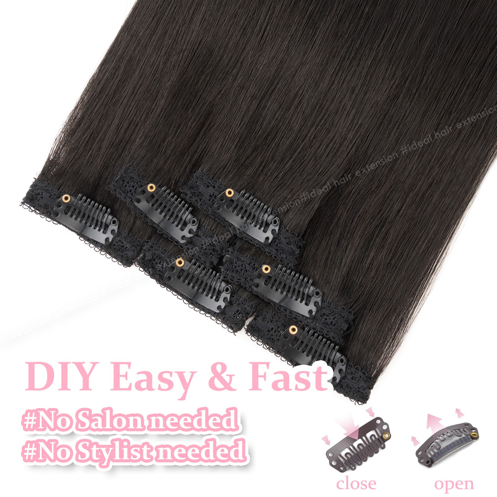 Peekaboo Highlight 100% Human Hair Extensions Clip In Remy Real Hair 6pieces USA