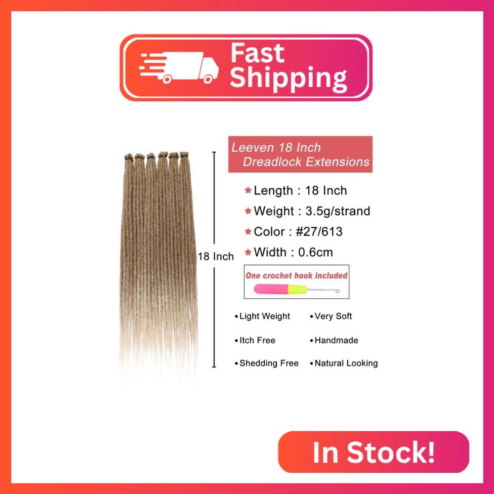 Leeven 20 Strands Synthetic Dreadlock Extensions 18 Inch Single Ended Ombre Blon