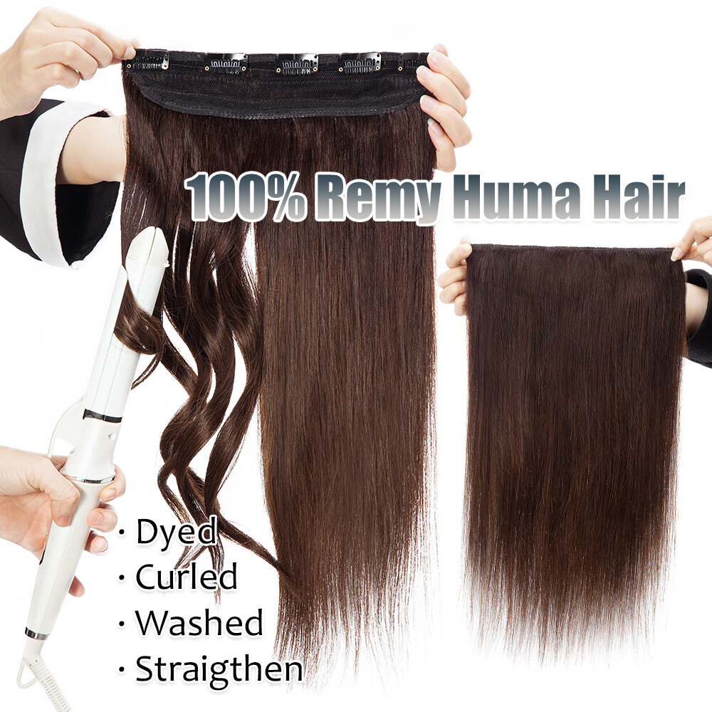 AAA+ V-Shaped One Piece Clip In Remy Human Hair Extensions Blonde 3/4 Full Head