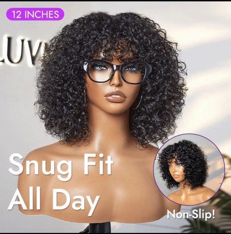 Luvme Hair Water Wave Minimalist Lace Glueless Wig with Bangs 100% Human Hair