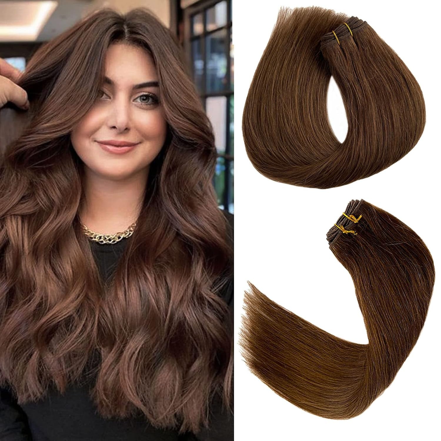 Sew in Weft Hair Extensions Remy Human Hair Weave Hand Tied Premium Thick Bundle