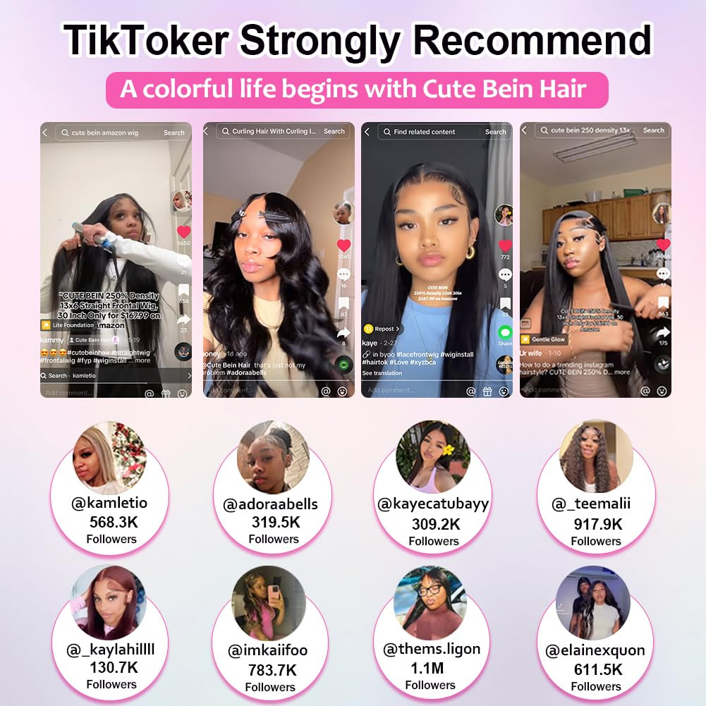 250 Density 30 Inch Lace Front Wigs, 100% Human Hair,[2-Year Life,260G], 13X6 St