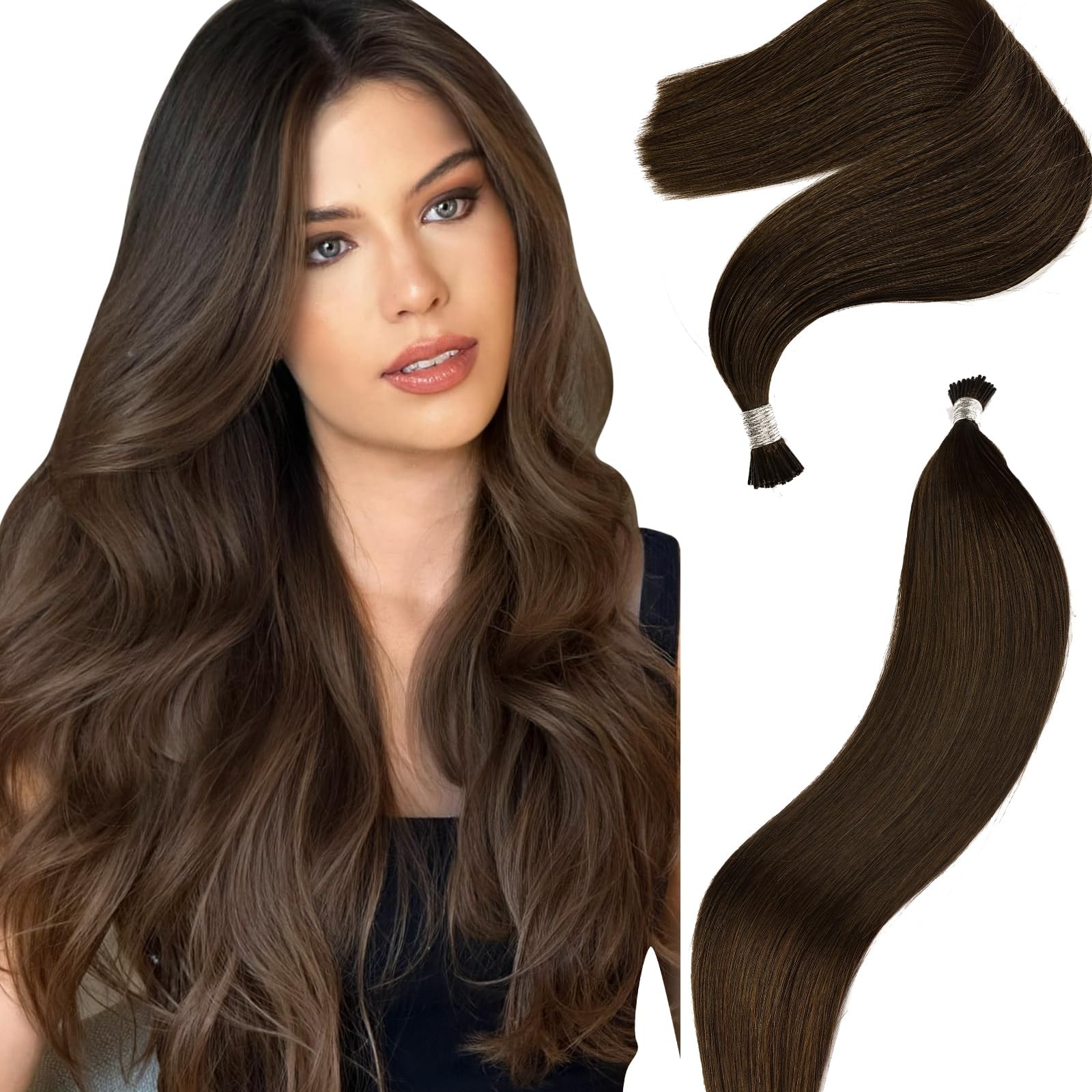 Eliysako Remy-Hair Microlink Hair Extensions Human Hair Micro Bead 20Inch