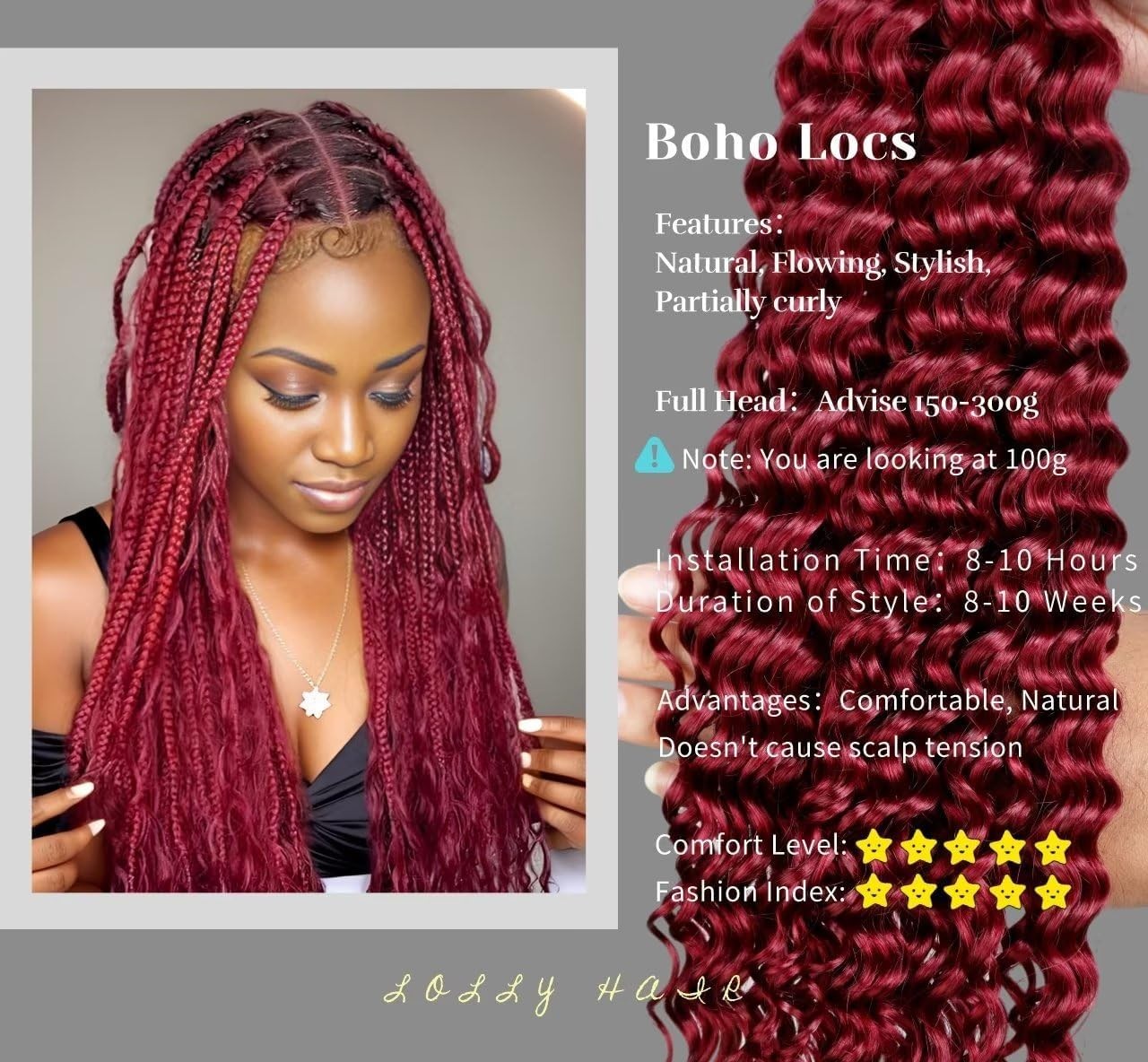 Giginger Burgundy 99J Deep Braiding Human Hair 2 Bundles Per 50G 20 Inch