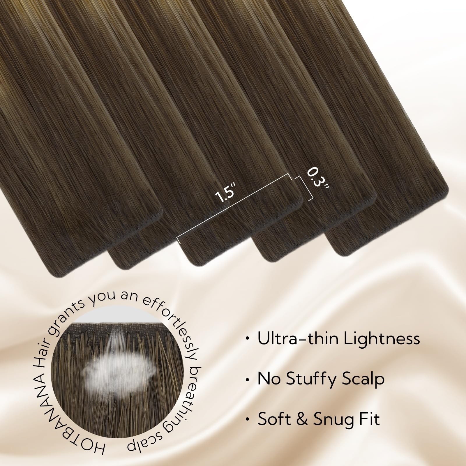 Hotbanana Invisi Edge Tape In Hair Extensions Human Hair 22Inch 50G Classic