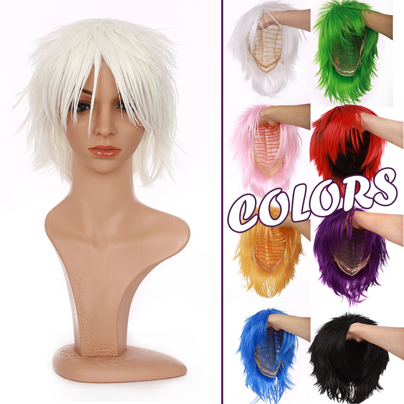 Synthetic Wig Men Short Straight Party Cosplay Full Head Wigs Colored Unisex NEW