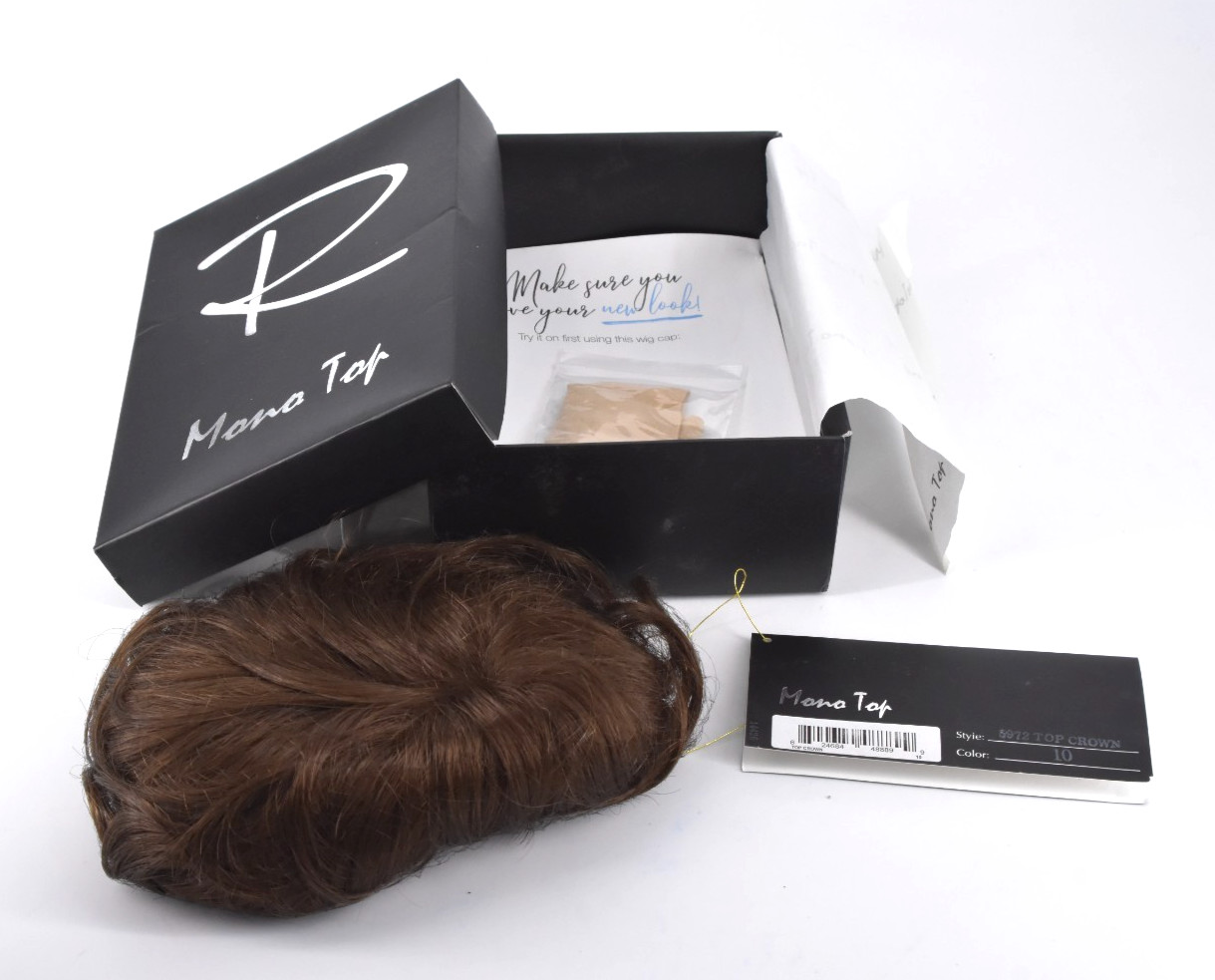 Jon Renau Full Mono Top Crown Synthentic Wig Topper #5972 Color #10 Med Brn NEW