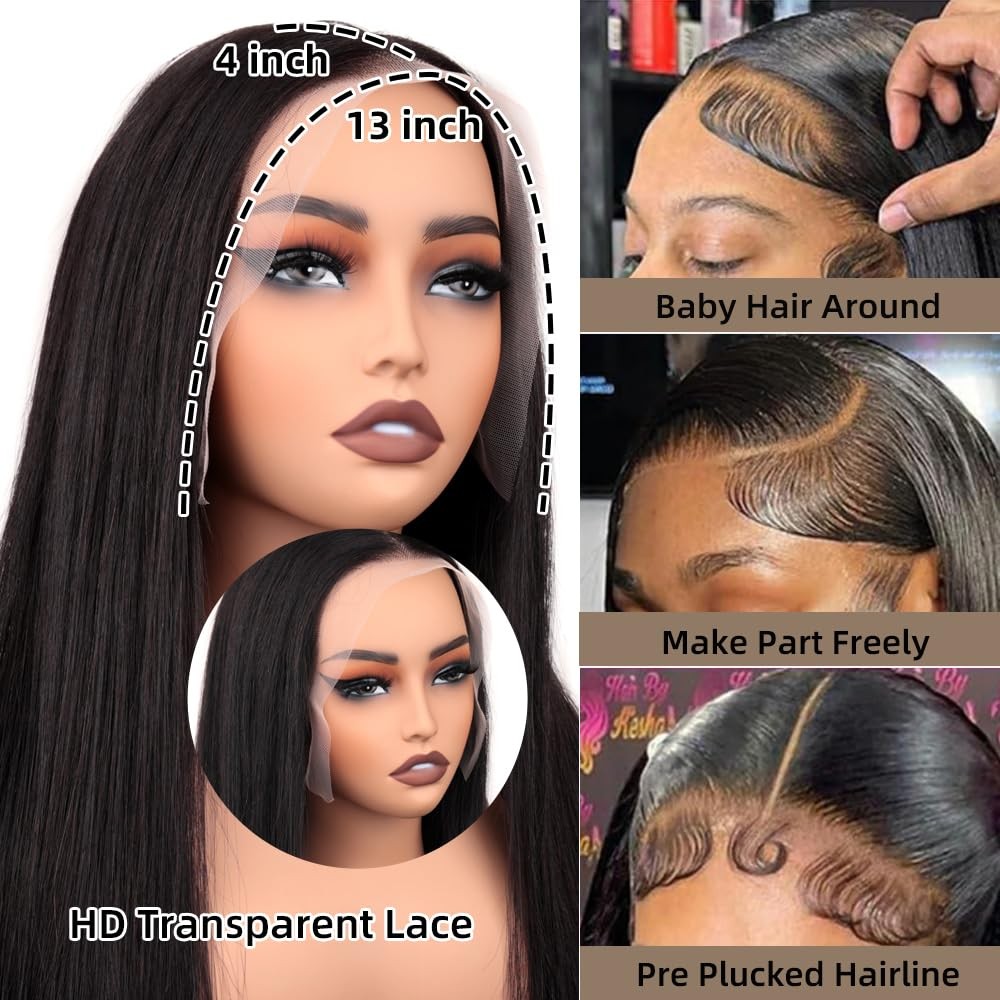 Lace Front Wigs Human Hair 13×4 Straight Lace Front Wigs HD Transparent 200% …