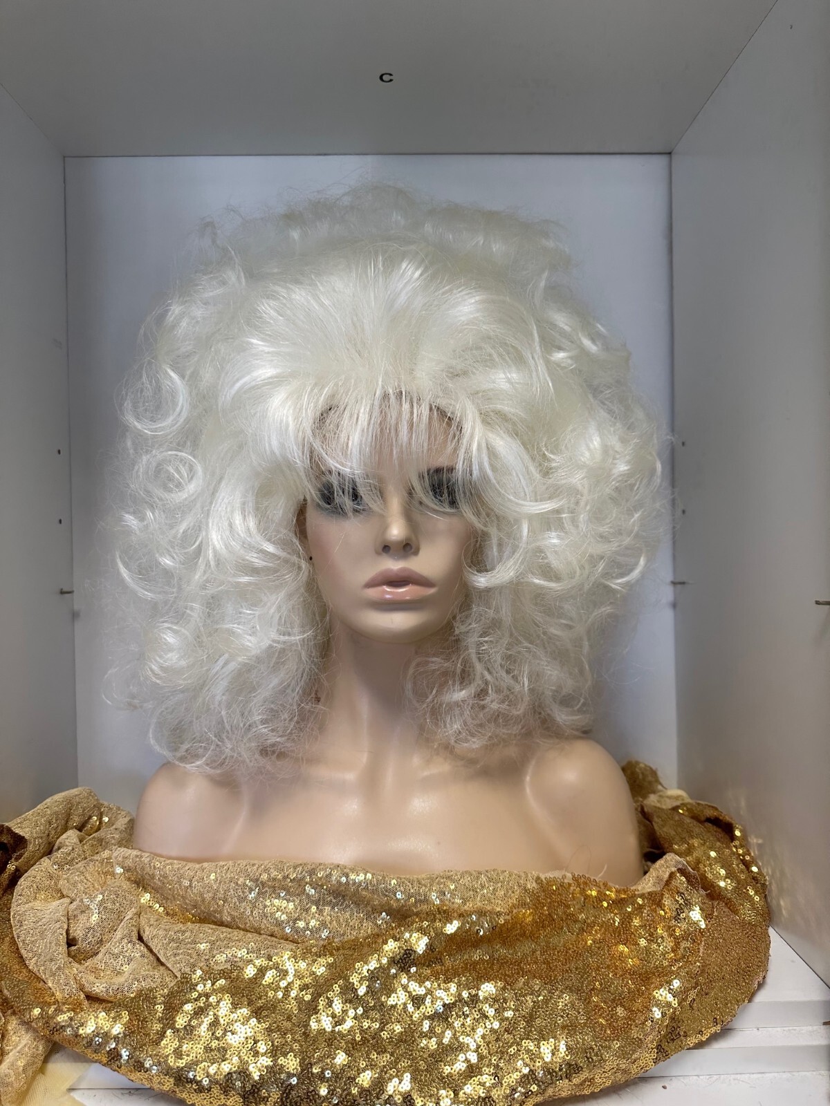 ** VEGAS GIRL BIG FLIP OVER TOP PLATINUM COLOR DRAG LOOK SHOWSTOPPER WIG