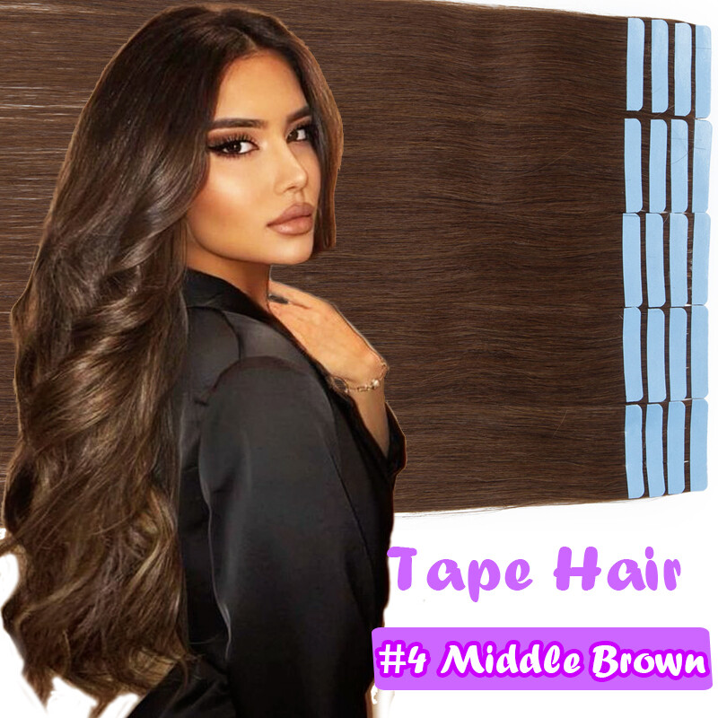 THICK Glue Tape In On Remy Human Hair Extensions Skin Weft Blonde Balayage 40PCS