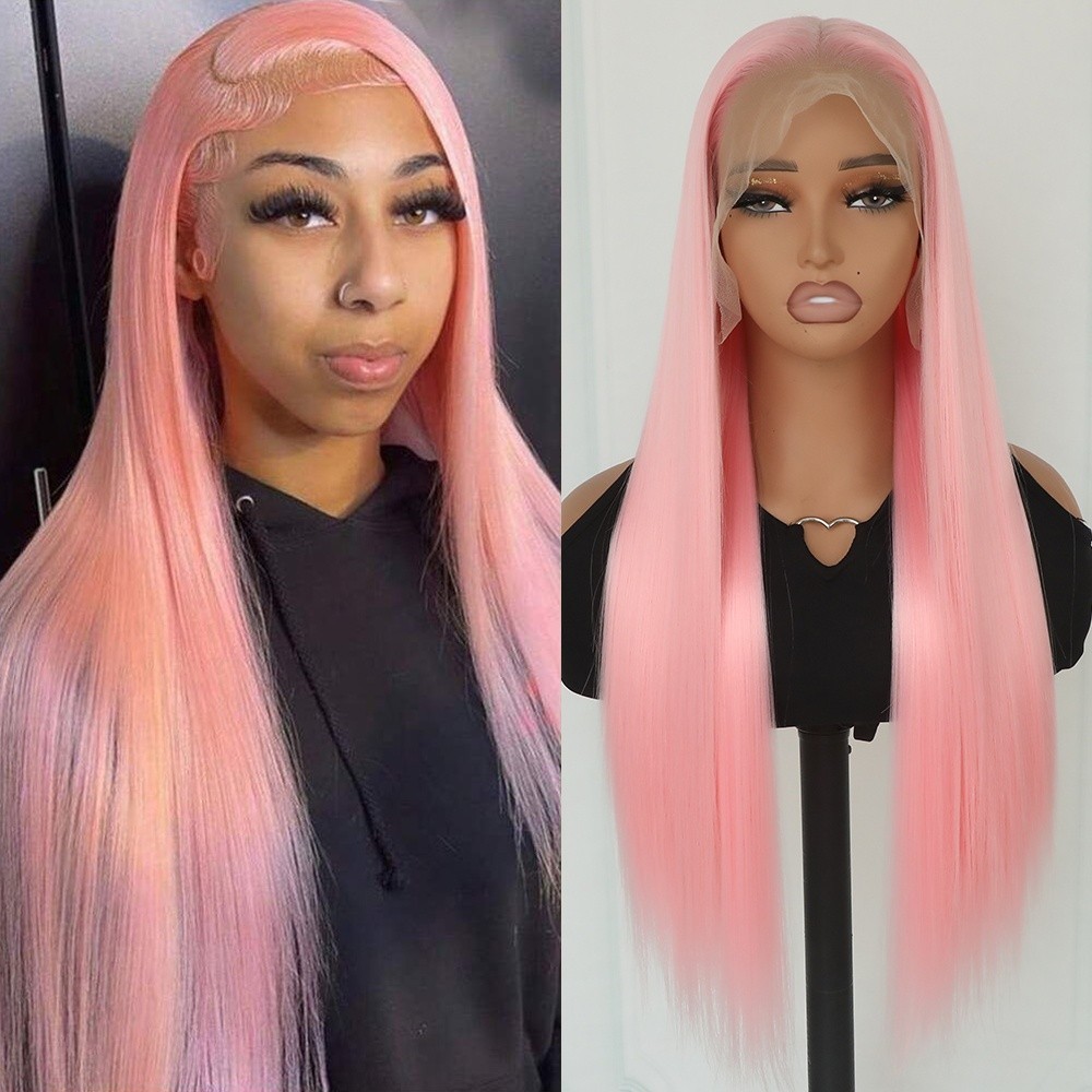 13×6 Free Part Light Pink Lace Front Wigs Pre Plucked Natural Hairline Glueless