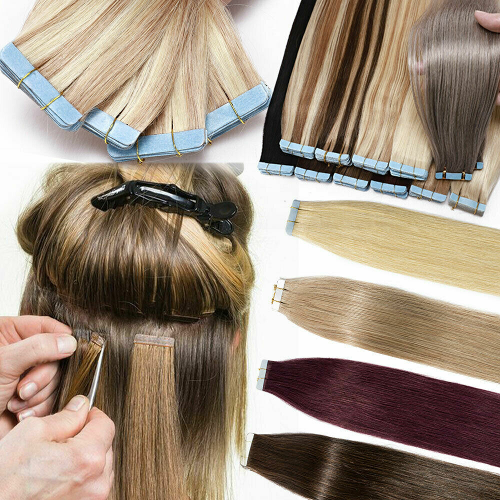 Tape in Human Hair Extensions Seamless Invisible Skin Wefts Real Remy Hair 12A