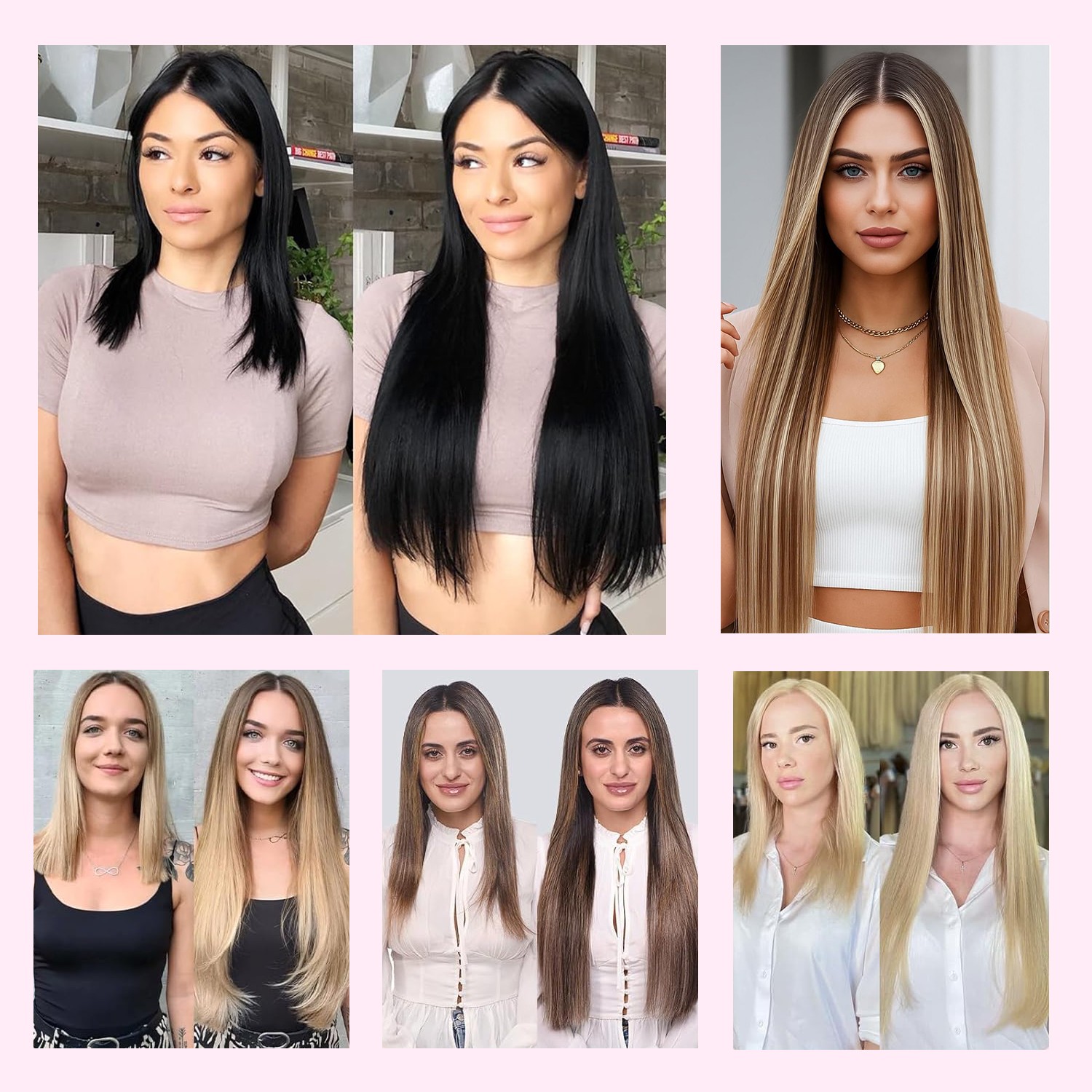 8PCS 18CLIPS THICK 100% Real Natural Clip in AS Human Hair Extensions Full Head