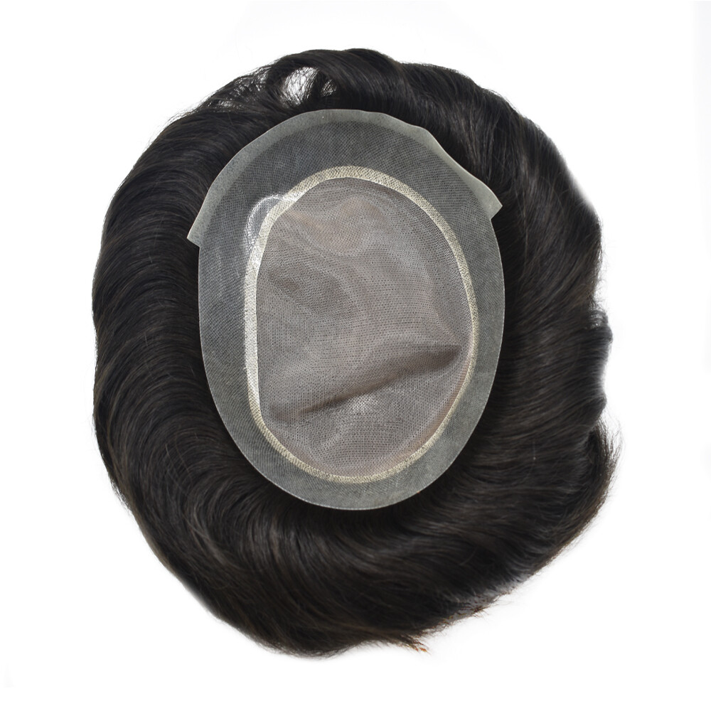 Mens Toupee Hairpiece Mono Poly Around Hair Replacement System for Men Wig Units