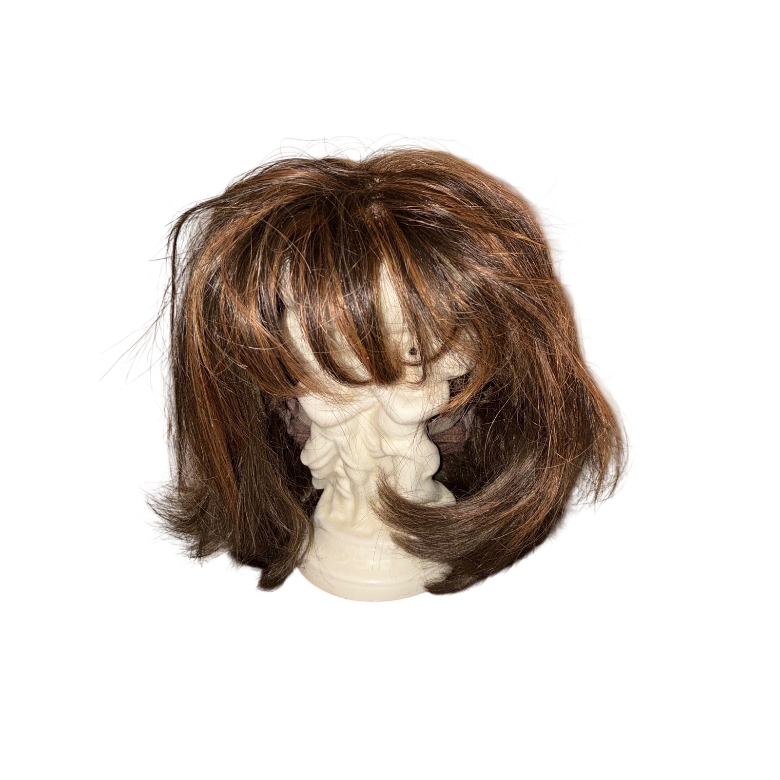 Estetica Designs Pure Stretch Cap Wig Brown Auburn Highlights Bob with Bangs