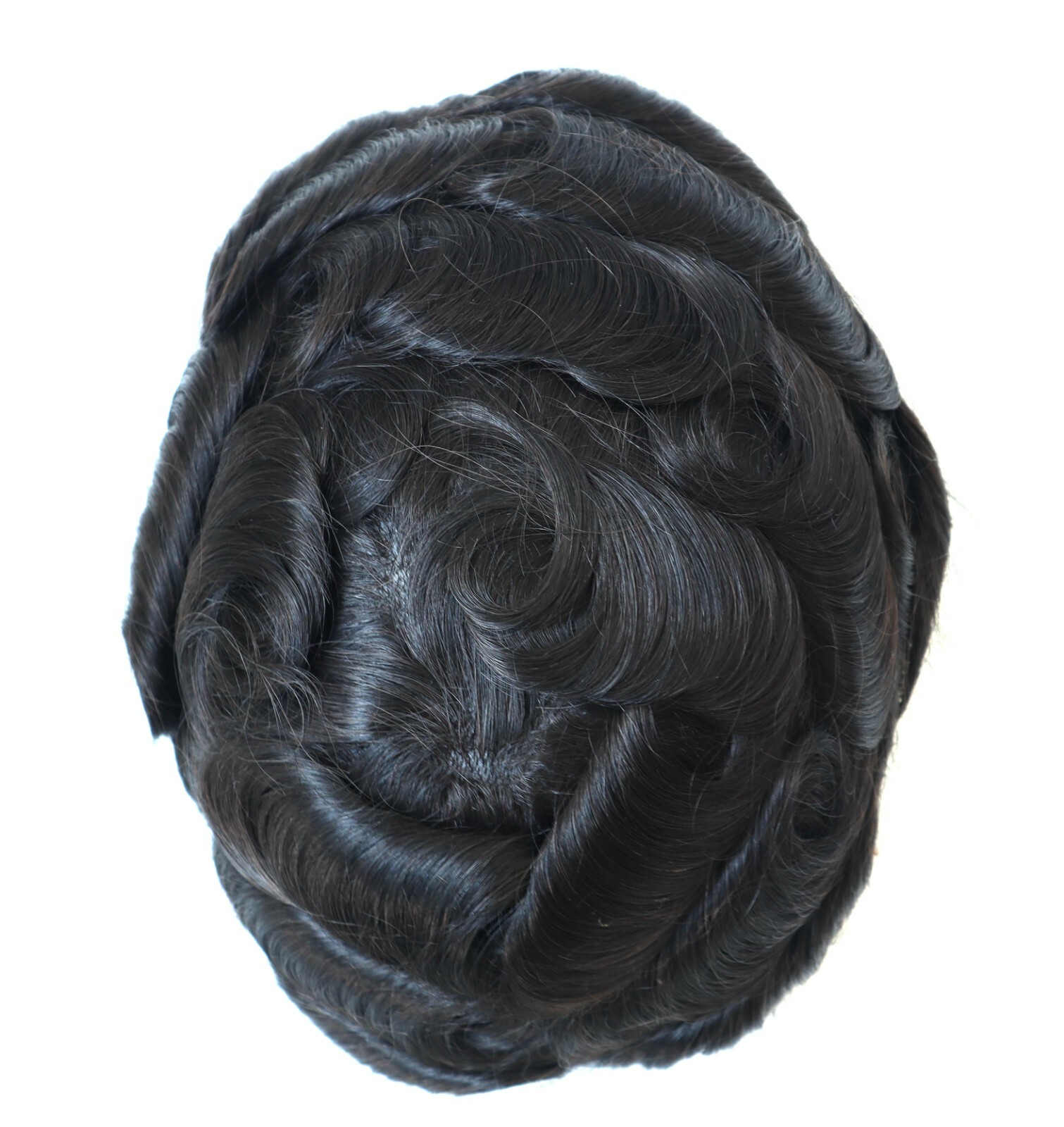 Natural Mens Toupee Hair Replacement System French Lace Toupee Hairpiece #1B