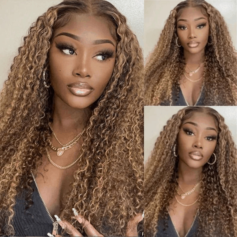 Ombre Highlight Piano Color 13×4 Lace Wig Jerry Curly Human Hair Wig With Baby H