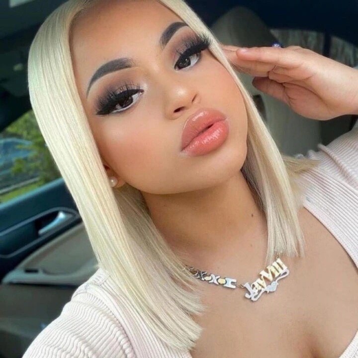 13×4 Short Bob Lace Front Human Hair Wigs Straight Bob Wigs Pre Plcuked Colorful