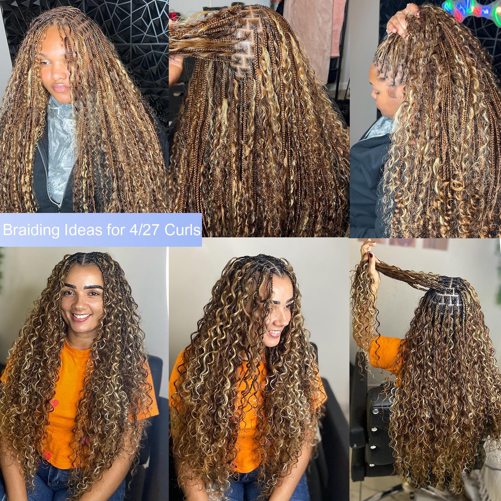 Licoville 4/27 Braiding Hair Water Wave Human Hair Bundles Brown And Blonde