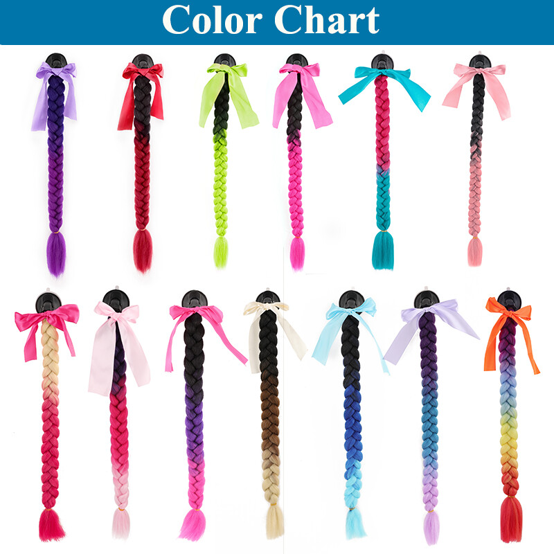 US 20 Inch Rainbow Motorcycle Motorbike Helmet Braids Ponytail With Suction Cup