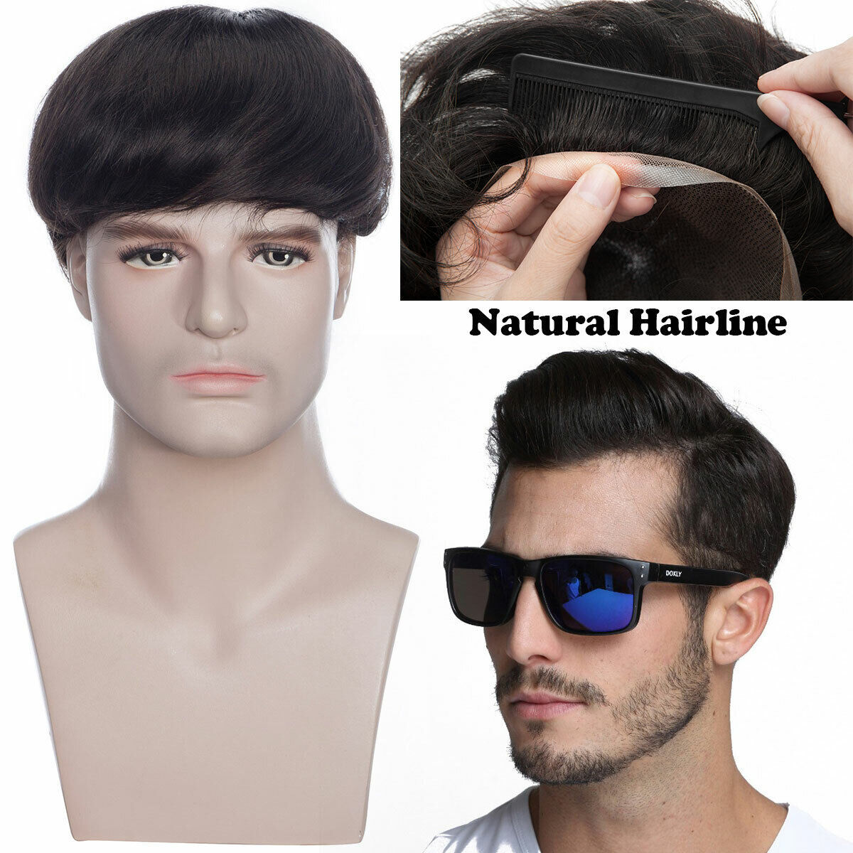 Ultra Thin Skin Mens Toupee Invisible Men Hair Replacement System TOP Hairpieces