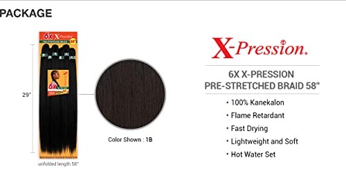 Jet Black Kanekalon Hair Extension 100 Pre-Stretched Flame Retardant Fiber
